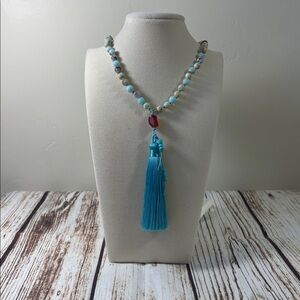 Imperial Jasper Gemstone Bead Handmade Beaded Mala Necklace